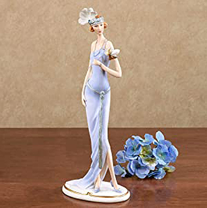 仮面舞踏会の淑女の置物彫像 優雅な女性アート彫刻 1920年代アールデコ・スタイル(輸入品