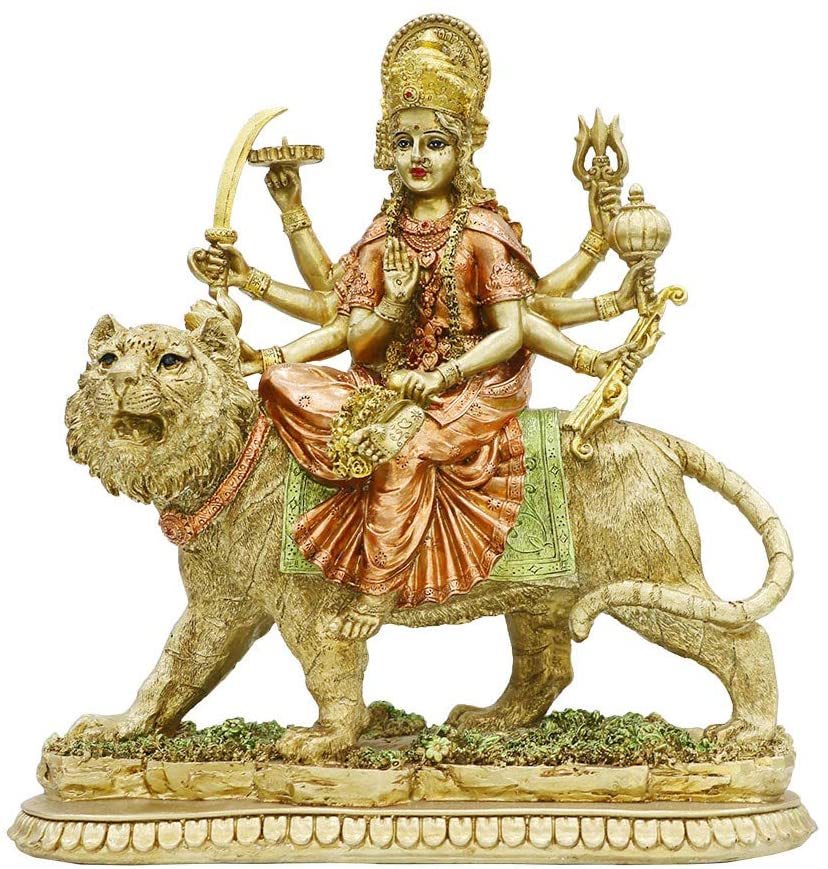 ヒンズー教の女神 ドゥルガー彫像 - インド神ムルティ・プジャ彫刻 ディワリデー・マンディール・プージャ アート彫刻(輸入品_画像1