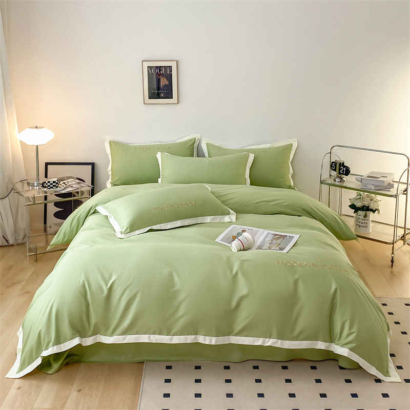 【床綺】キング/ベッド用カバー4点セット米藍逹-雲川緑