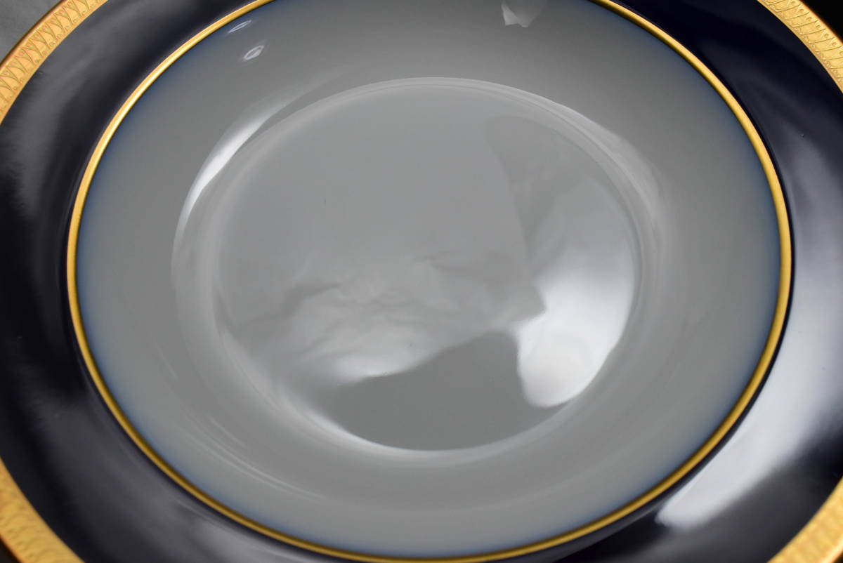 大倉陶園　OKURA　瑠璃片葉金蝕 スープ プレート 皿 2枚 ③