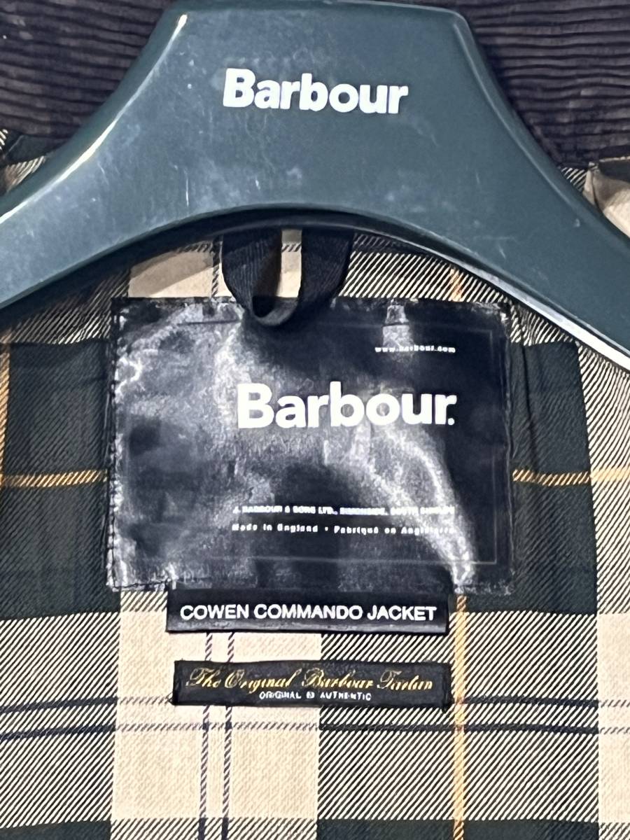 売り切り御免！】 COWEN バーブァー Barbour イギリス製 送料込み ☆ COMMANDO ☆ ハンガー付き サイズ36 オイルド ジャケット  コマンドー コーウェン JACKET 男性用