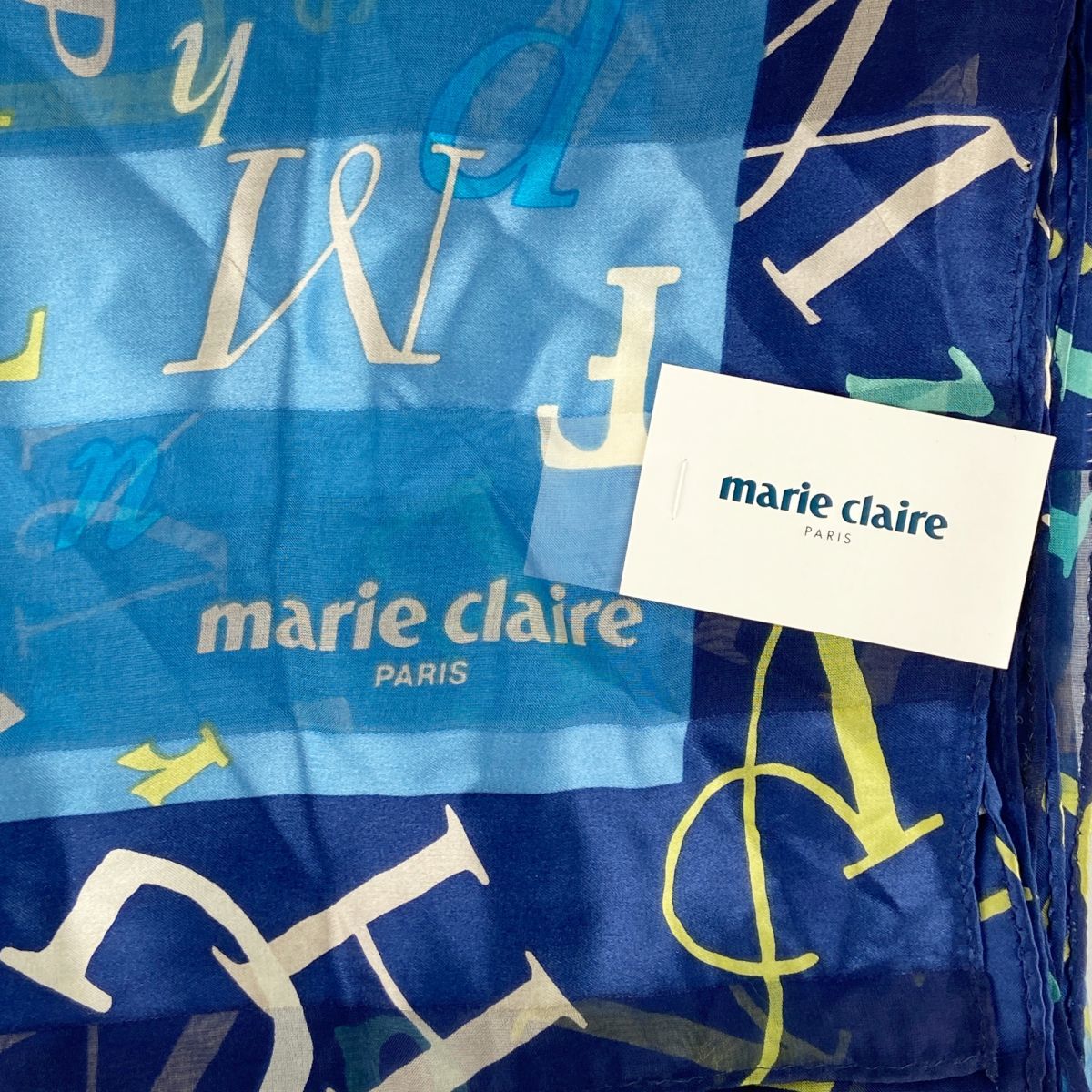  new goods unused Marie Claire Mali * clair scarf Logo total pattern light blue blue blue @AB79