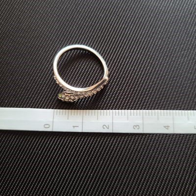 リング 指輪 ヘビ シルバー フリーサイズ ラインストーン 調整可能 蛇 へび スネーク 銀 レディース エレガント オープンリング #C820-10