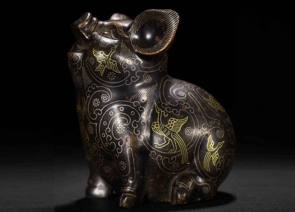 ◆明神◆極上珍品・中国・戦漢時代・青銅器・猪置物・礼器・非常に良い状態・中国古美術・古賞物・古董品　ｘｘｘｘ