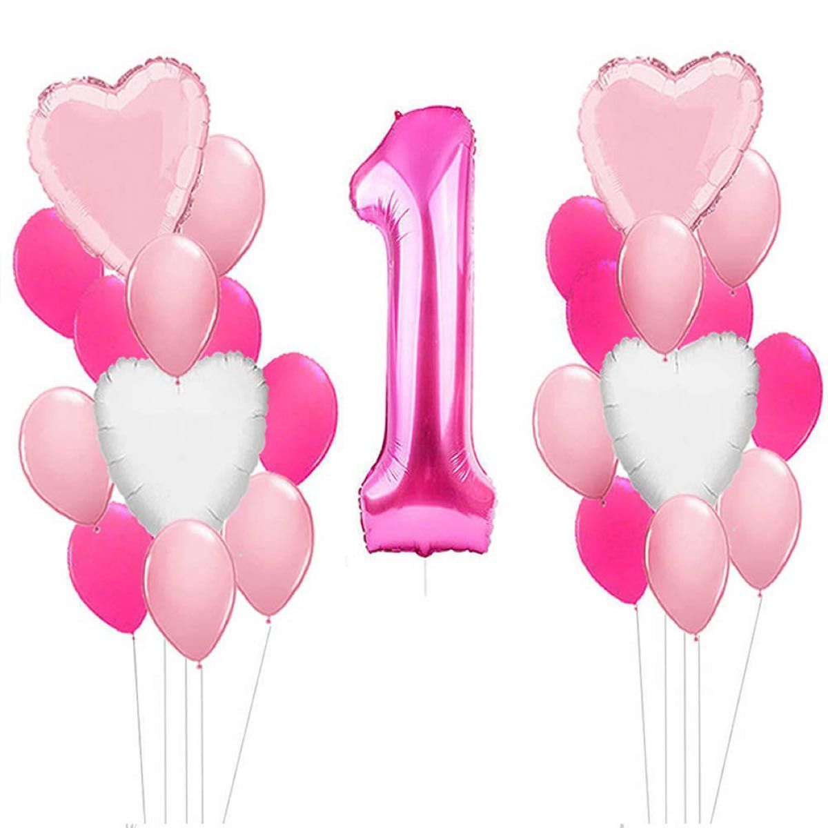 １歳 誕生日 飾り バースデー 風船 数字1 ハート 25個バルーンセットピンク 通販
