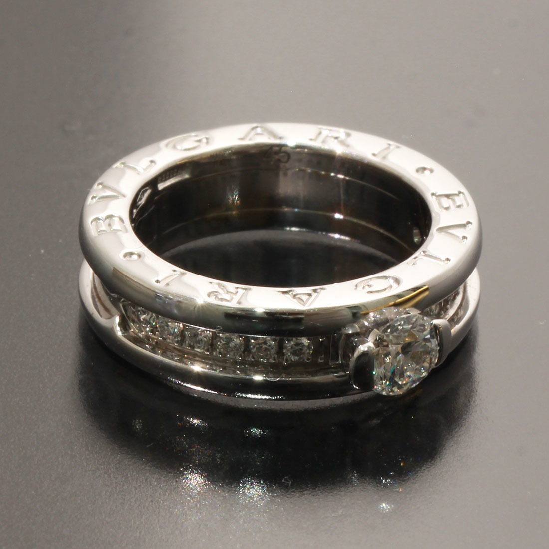 ブルガリ 指輪 ビーゼロワン ハーフダイヤ0.3ct リング 箱保 K18WG D9935_画像4