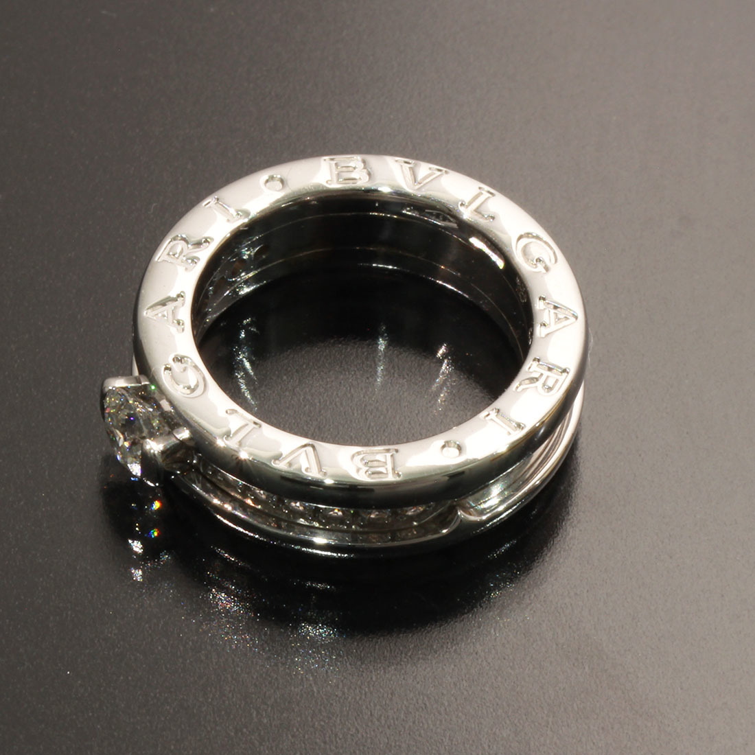 ブルガリ 指輪 ビーゼロワン ハーフダイヤ0.3ct リング 箱保 K18WG D9935_画像5