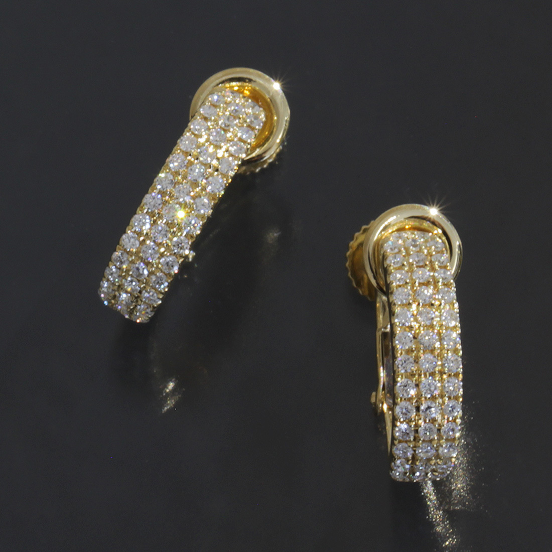 ジュネ Jeunet パヴェダイヤ 計0.44ct イヤリング 3.2g 新品仕上げ済