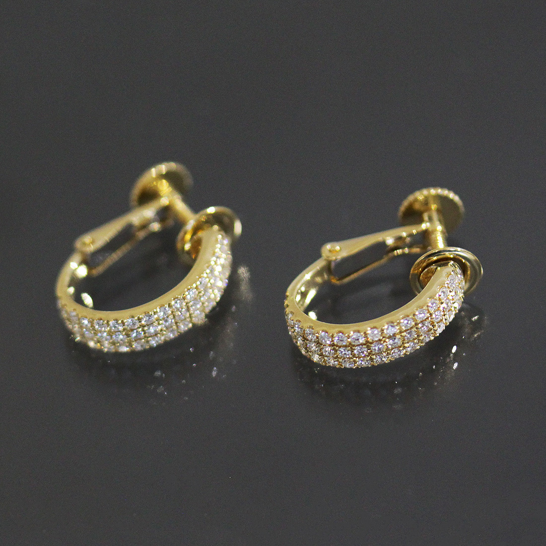 ジュネ Jeunet パヴェダイヤ 計0.44ct イヤリング 3.2g 新品仕上げ済
