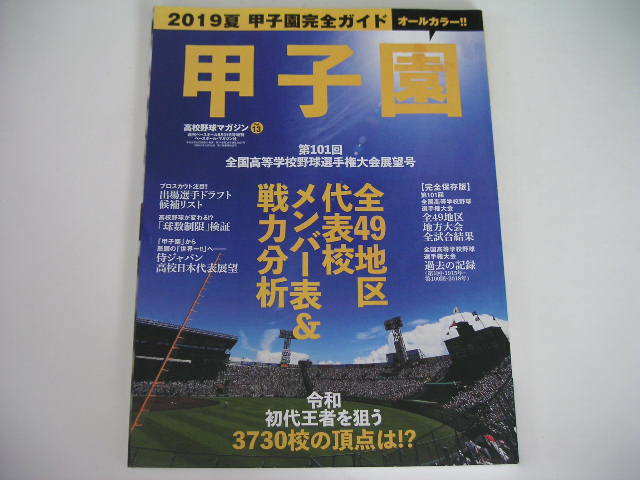 ◆甲子園 2019夏完全ガイド オールカラー!!◆全49地区代表校メンバー表&戦力分析_画像1