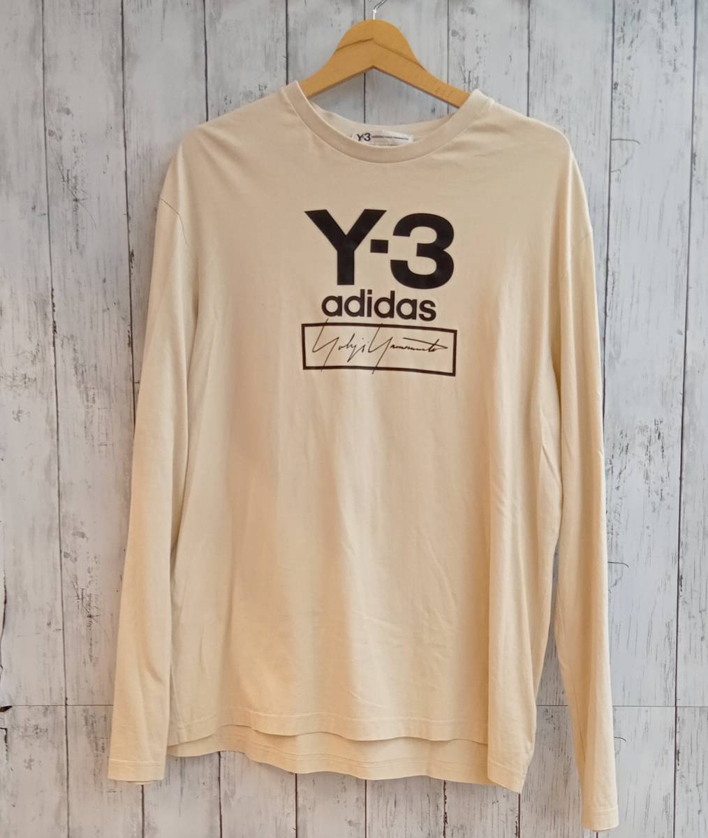 Y-3×adidas ワイスリー×アディダス ECRU M STKD LS TEE fj0407 Mサイズ ベージュ 長袖Tシャツ_画像1