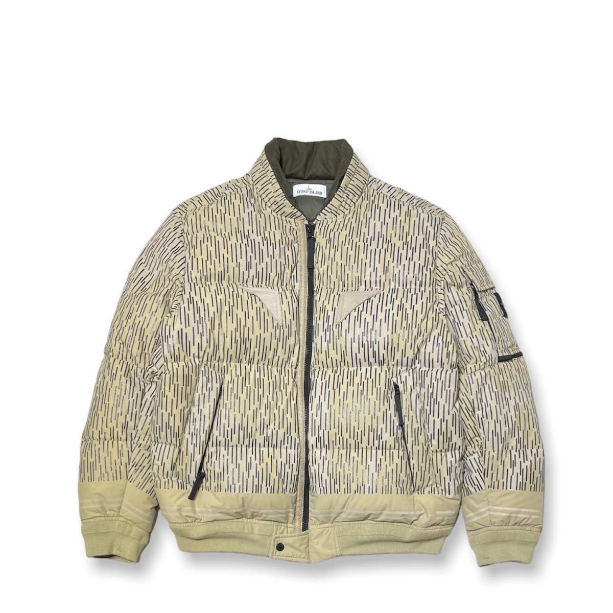 STONE ISLAND Reflective Rain Camo Down Bomber Jacket 7515433E1 ストーンアイランド レイン ダウン ジャケット ベージュ L 店舗受取可