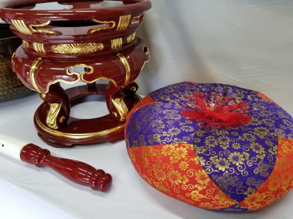 ◇新品◇手打ち 大徳寺リン 1尺 木製朱塗 丸金台セット ◇新品◇手打ち 大徳寺リン 1尺 木製朱塗 丸金台セット