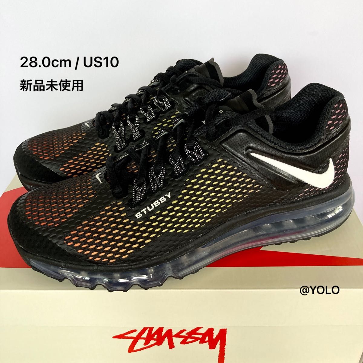 28.0cm | Nike × Stussy エアマックス2013 ブラック | ステッカー付