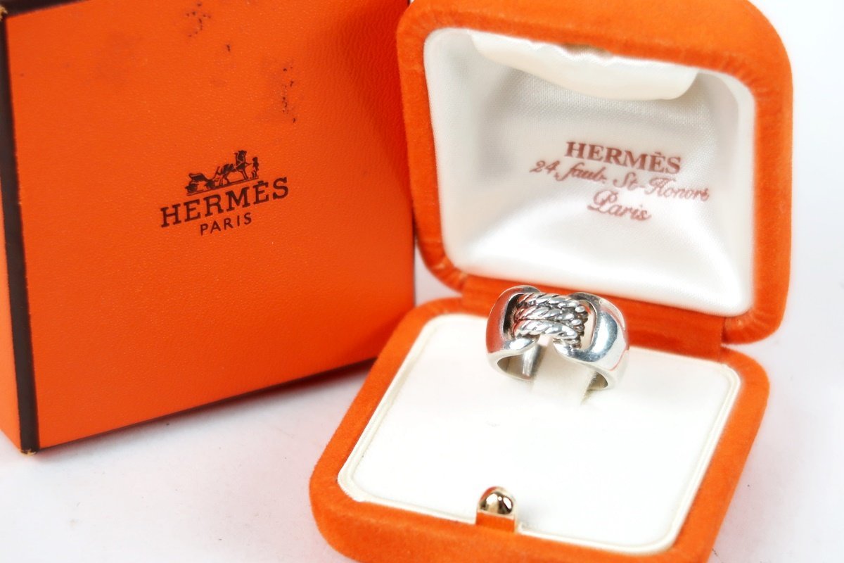 【美品】HERMES エルメス シルバーリング シュロワ 指輪 925 ブランドアクセサリー 51 11号 小物 雑貨【NT2】_画像1