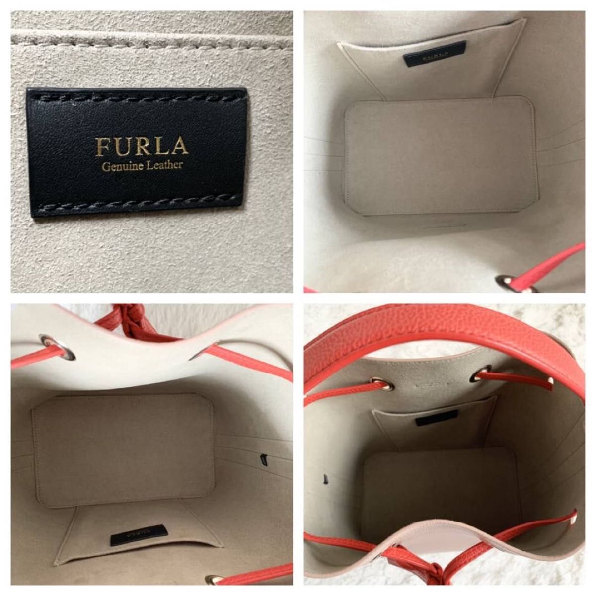 極美品 FURLA フルラ コスタンザ バイカラー ピンク 巾着 バッグ 極美品 FURLA フルラ コスタンザ バイカラー ピンク 巾着 バッグ