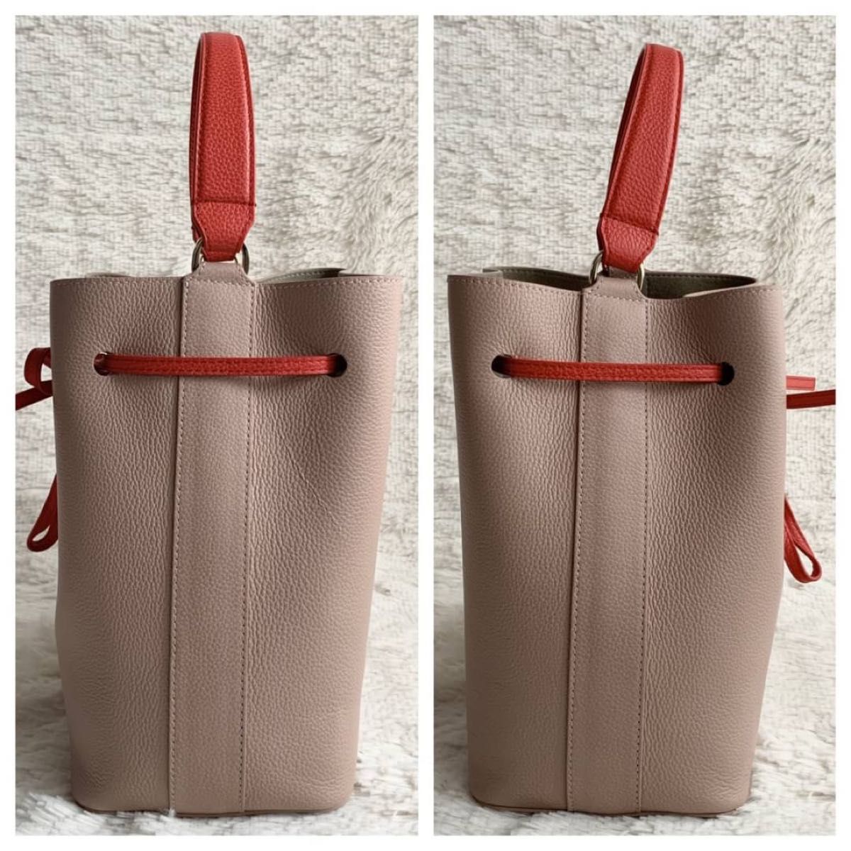 極美品 FURLA フルラ コスタンザ バイカラー ピンク 巾着 バッグ 極美品 FURLA フルラ コスタンザ バイカラー ピンク 巾着 バッグ