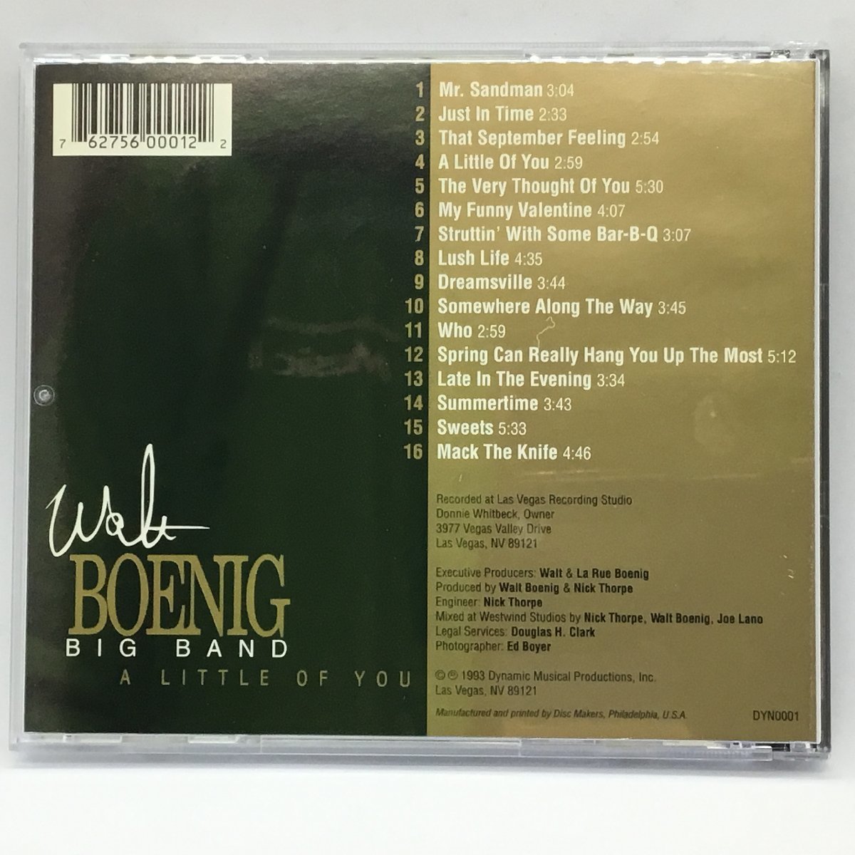 WALT BOENIG BIG BAND / A LITTLE OF YOU (CD) DYN0001_画像2