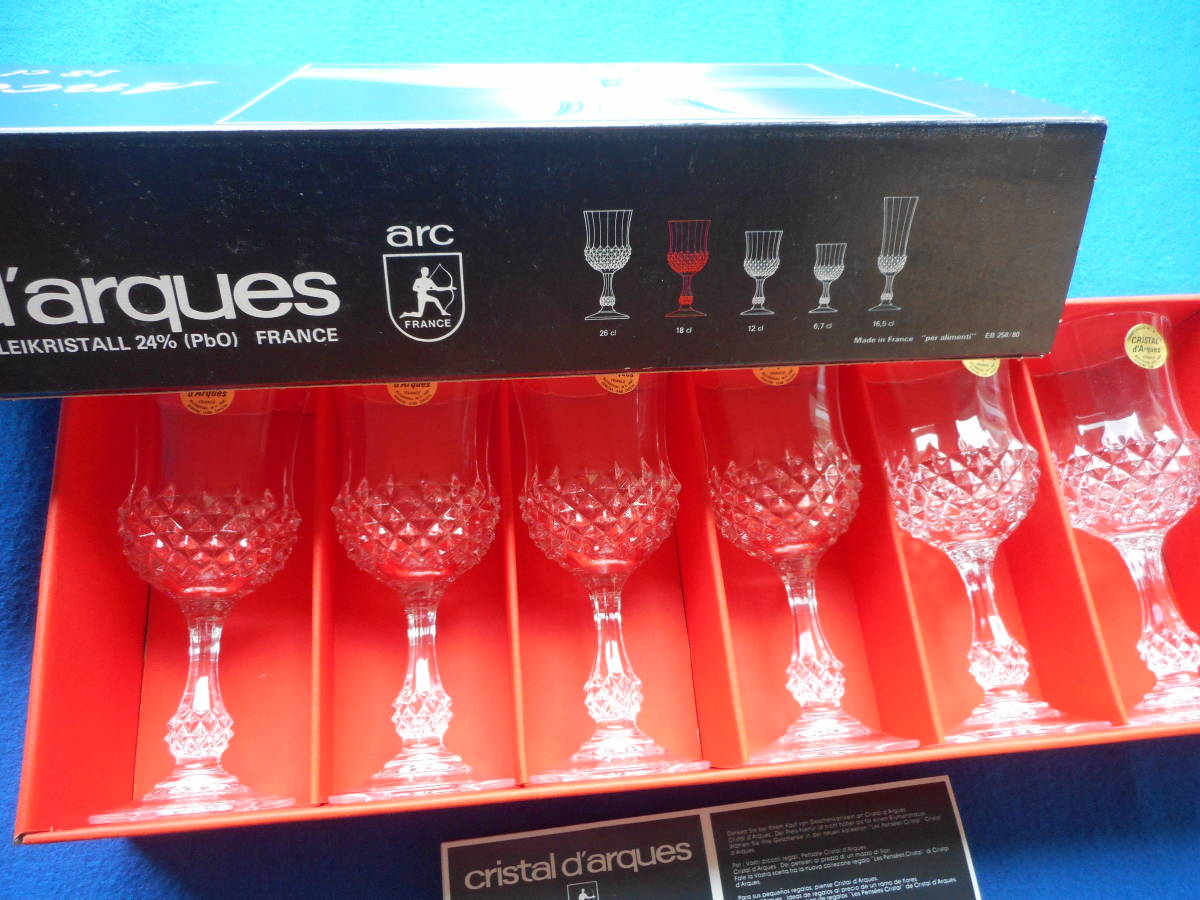 Set of 6 Cristal ｄ 'arques Wine Glasses 18cl( 24 %純正リードクリスタル)/未使用の画像7