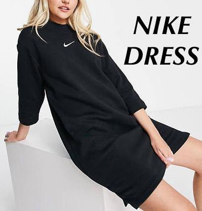 【S】新品 NIKE ナイキ スウェット ワンピース ドレス オーバーサイズ 黒 スウェットワンピ フリース ブラック