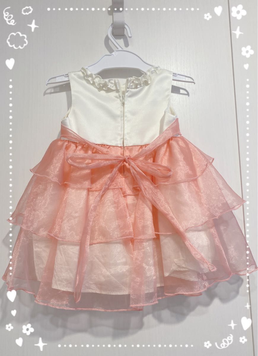 【美品】KID collection ドレス　80サイズ　ピンク　結婚式 女の子 リボン フリフリ