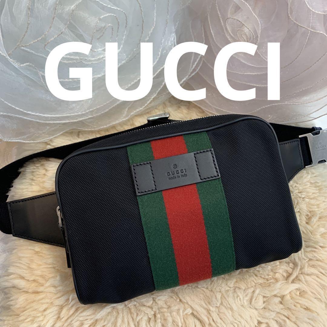 ☆未使用品☆GUCCI テクノキャンバス ボディーバッグ シェリーライン