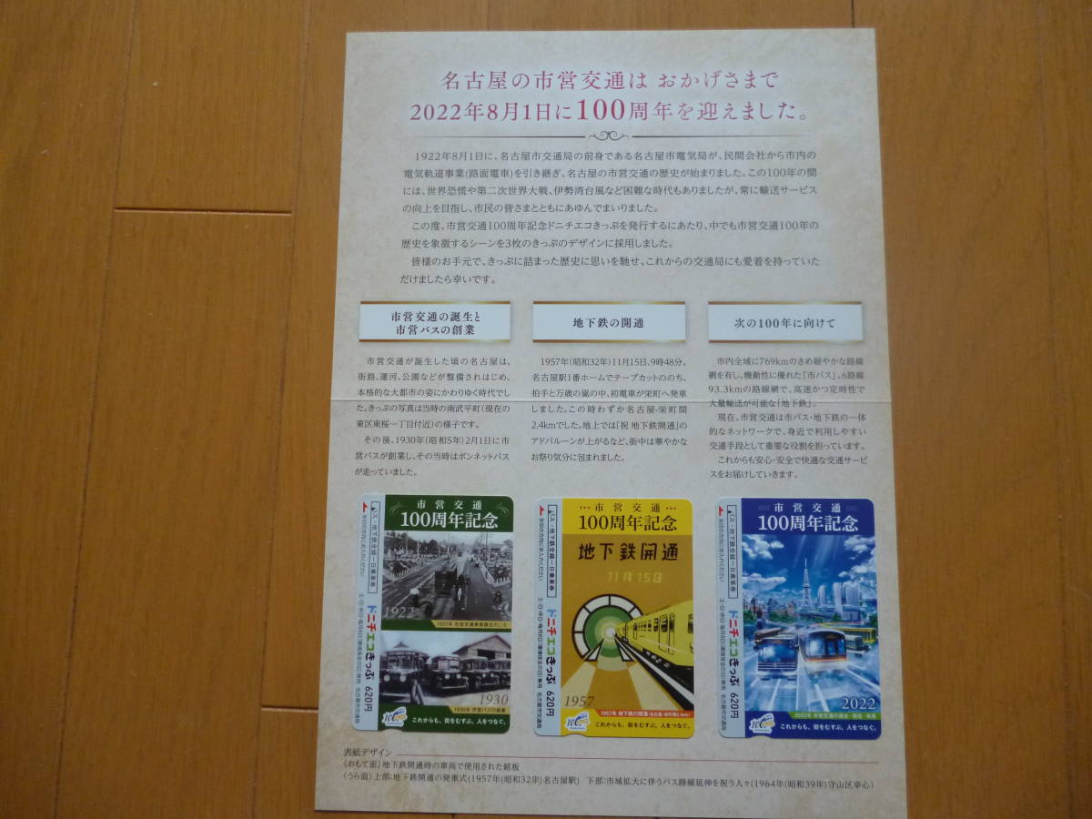 使用済み 市営交通100周年記念 ドニチエコきっぷ 専用台紙+第1~3弾