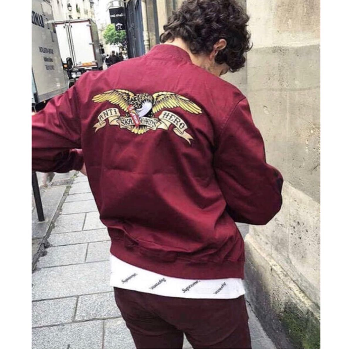 Supreme Antihero Bomber Jacket Burgundy
