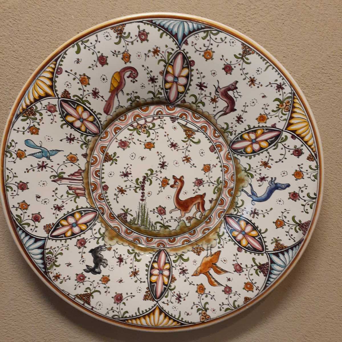 飾り皿 壁掛け ポルトガル製 直径約37cm×3.5cm