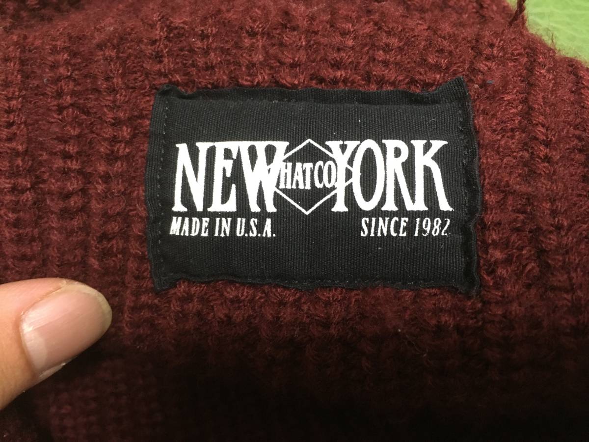 2302USA America производства New York Hat NEWYORK HAT patch есть акрил вязаный CAP колпак шляпа watch BURGUNDY балка gun ti wine red 