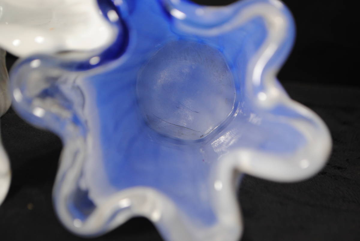 /.784.[2 позиций комплект ] ваза для цветов ваза голубой & белый Aurora обработка KURATA craft стакан ручной работы стеклянный 