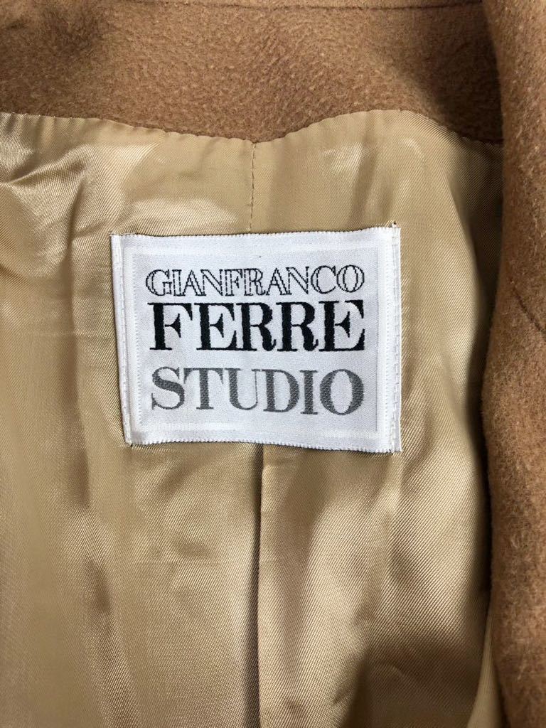 美品　Vintage GIAN FRANCO FERRE STUDIO ジャンフランコフェレ　レディース　ブラウン　カシミヤ混　ロングコート　上着　40表記