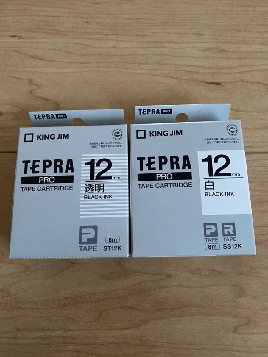 [TEPRA PRO Tepra 12mm] прозрачный & белый. 2 шт. комплект 
