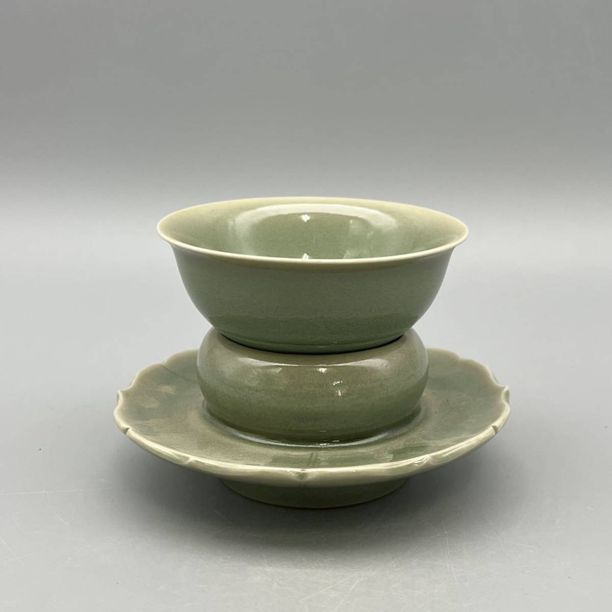 中国 古玩 龍泉窯 青磁 天目台 茶碗 茶道具 古美術
