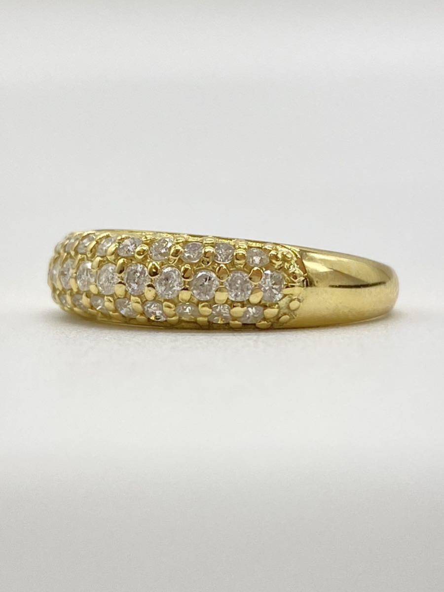 [新品同様]K18YG日本製イエローゴールド金天然ダイヤモンドリング指輪