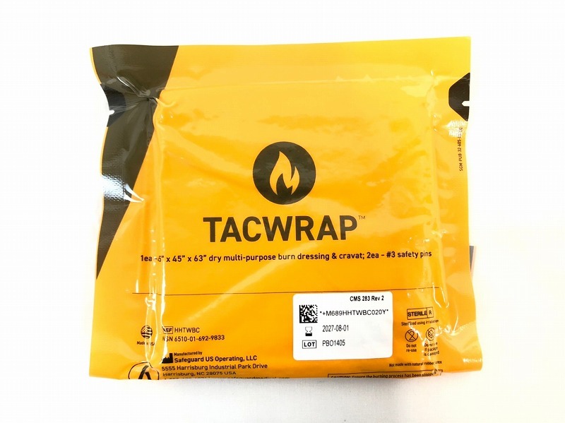 【米軍放出品】未使用品 TACWRAP ドライ滅菌熱傷ドレッシング 10個 多目的バーンクラバット 止血帯 三角巾 応急処置(60) BB14IK-W_画像2