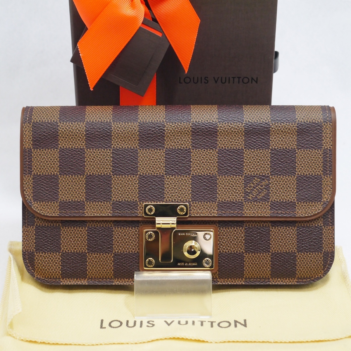 未使用クラス Louis Vuitton ルイヴィトン N63171 ポルトフォイユ・アスコット ダミエ エベヌ 長財布 小銭入れ