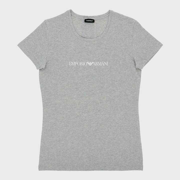 EMPORIO ARMANI エンポリオ アルマーニ アイコニック ロゴ クルーネック タイトフィット Tシャツ レディース 54122739 ミドルグレー XS_画像1