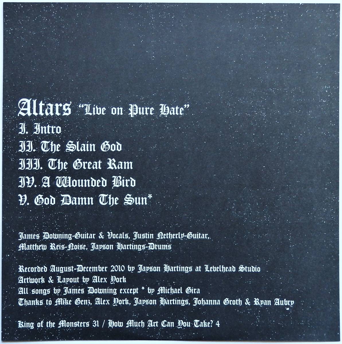 【USオハイオ産ロー＆ノイジーデプレッシブブラック/保存状態良好/即決盤】ALTARS / Live On Pure Hate_画像2