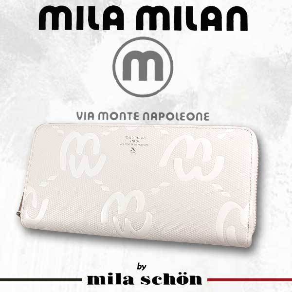 [MILA MILAN]　ミラミラン　ラウンドファスナー長財布/ミオ/ホワイト　　255615