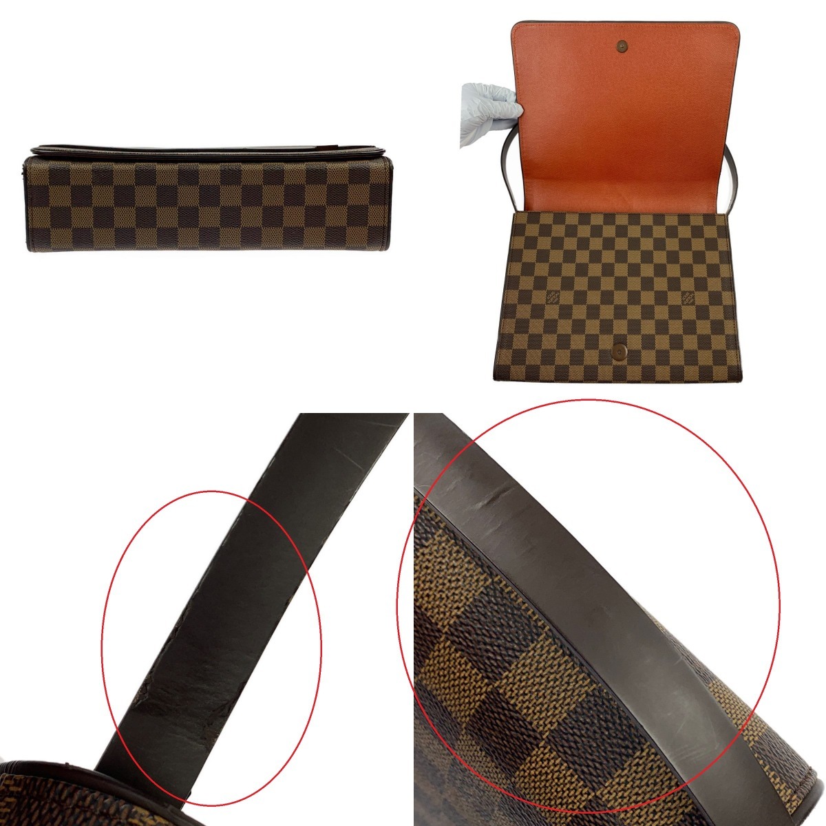 ▽▽ LOUIS VUITTON ルイヴィトン トライベッカ・カレ　ダミエ　ショルダーバッグ N51161 やや傷や汚れあり_画像6