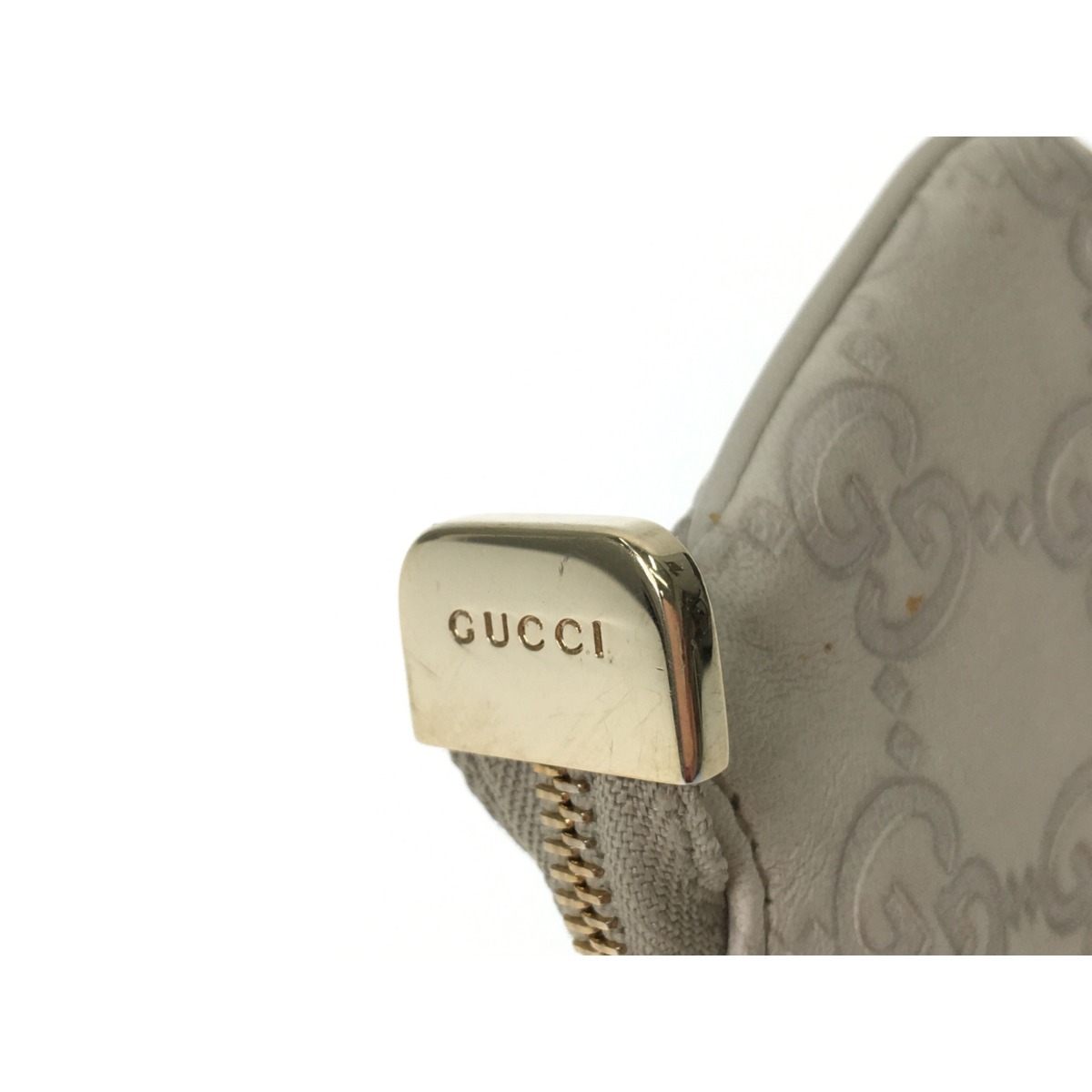 ▼▼ GUCCI グッチ コインケース GG シマ レザー キーリング付 233183 ホワイト やや傷や汚れあり_画像5