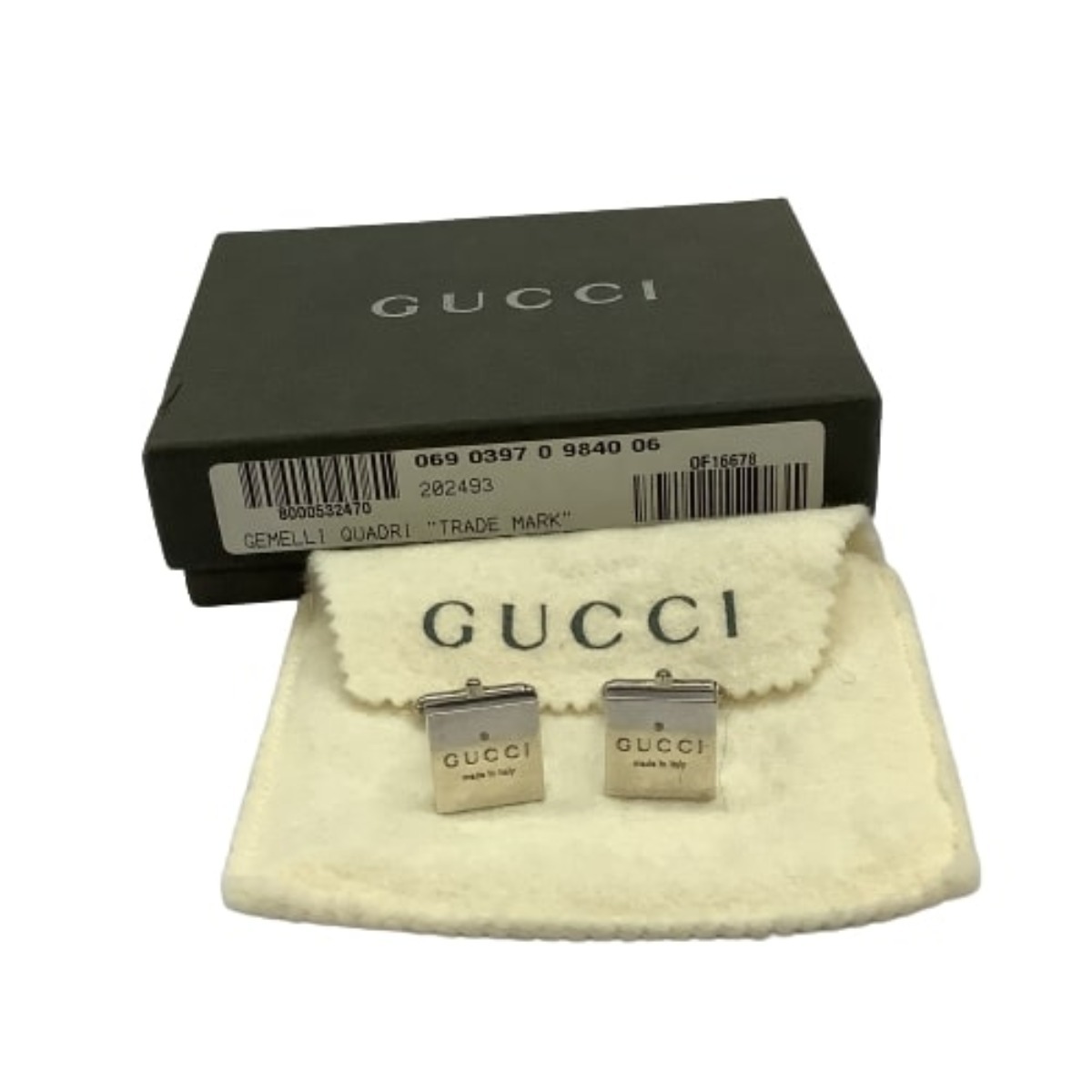 ♪♪ GUCCI グッチ メンズ スクエアカフス SILVER925 やや傷や汚れあり_画像1