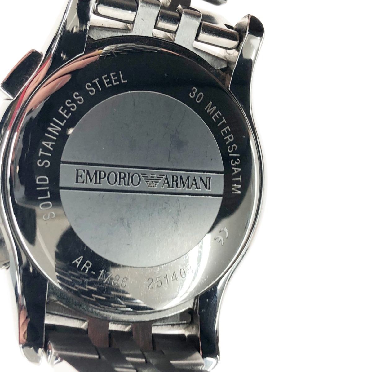 〇〇 ENPORIO ARMANI クロノグラフ 腕時計 AR-1786 シルバー x ブラック やや傷や汚れあり_画像6