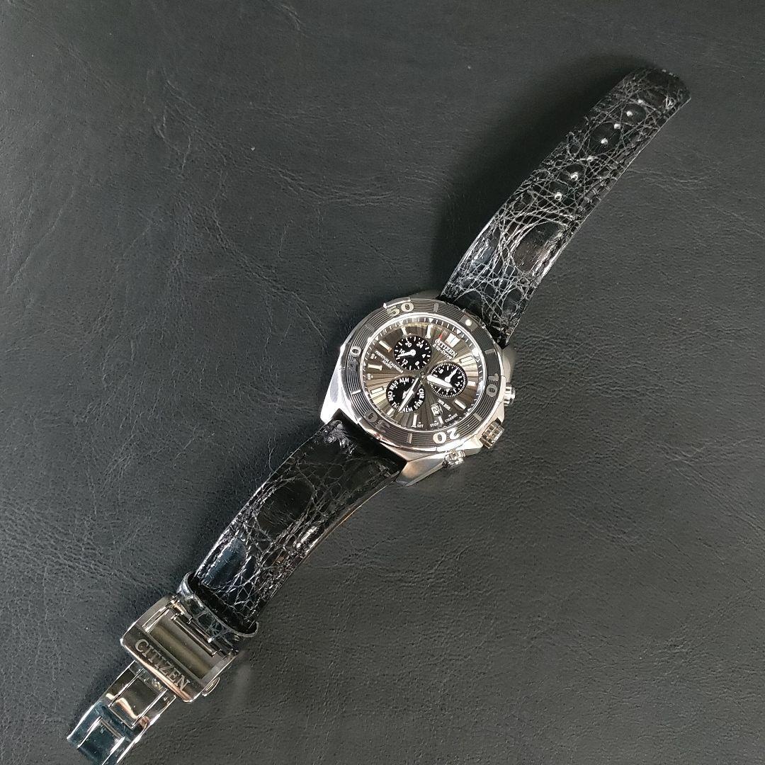 極美品【稼働品】CITIZENシチズン E820 グレー シルバー クロノグラフ