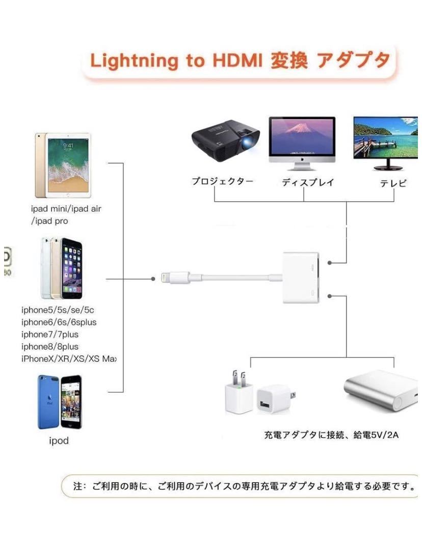 HDMIケーブル ライトニング（テレビ プロジェクター モニター）変換アダプタ