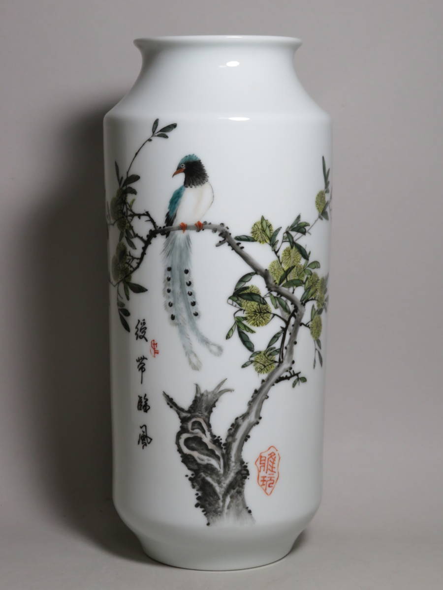 景徳鎮窯 景徳鎮早期輸出品 手描き 花鳥紋花瓶 //中国景徳鎮製 景徳鎮
