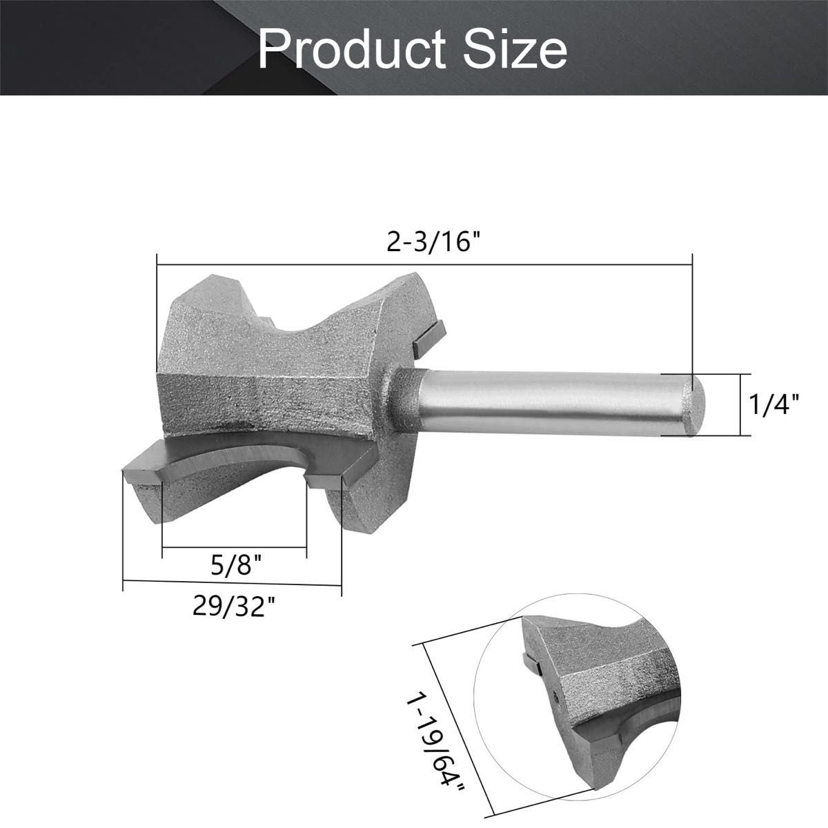 Utoolmart 彫刻ルータービット 5/8刃径 シャンク径1/4