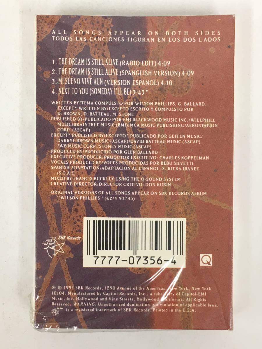 ■□R095 WILSON PHILLIPS ウィルソン・フィリップス THE DREAM IS STILL ALIVE ザ・ドリーム・イズ・スティル・アライヴ カセットテープ□の画像4
