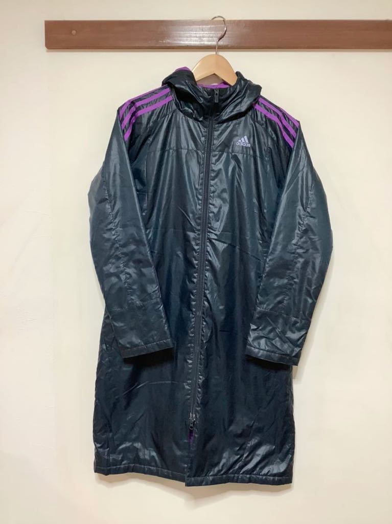 ru1031 adidas Adidas cotton inside coat M lady's navy / purple climaproof Logo embroidery 